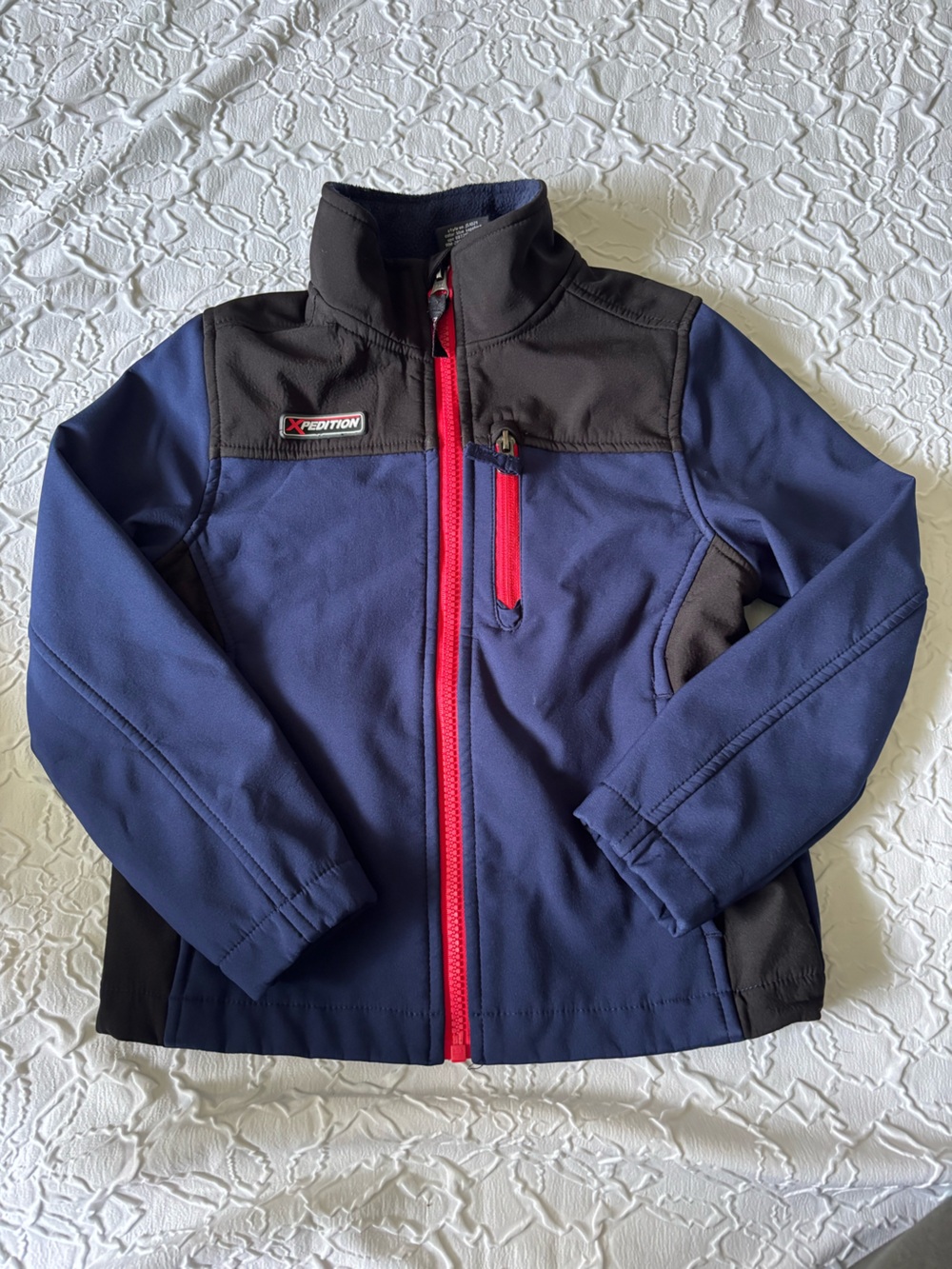 Xpedition Kids' Navy Soft-Shell Jacket with Red Zip